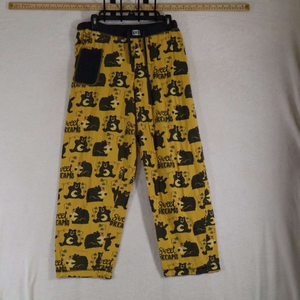 Lazy One Women's Size M Yellow Sweet Dreams Bear Pajama Pants Cotton PJ